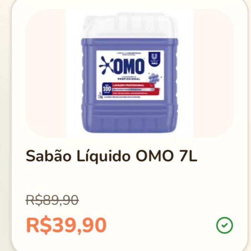 Sabão Líquido OMO 7L — De R$89,90 por R$39,90